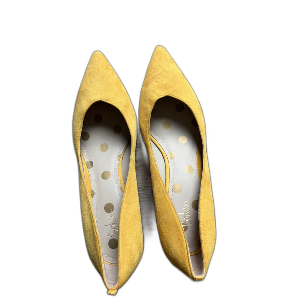 Boden, short heel pumps, suede yellow